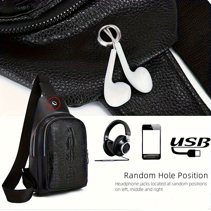 Lynx Men's Chest Bag with Earphone Hole-unisex bags-All10dollars.com