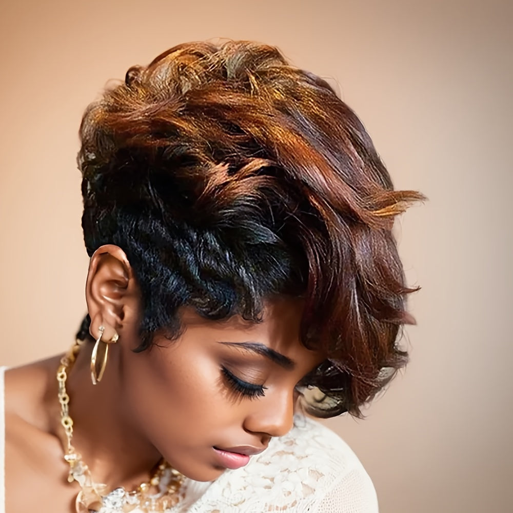 Laurel Women Short Curly Wig with Bang-Short Wig-brown and black-6inch-All10dollars.com