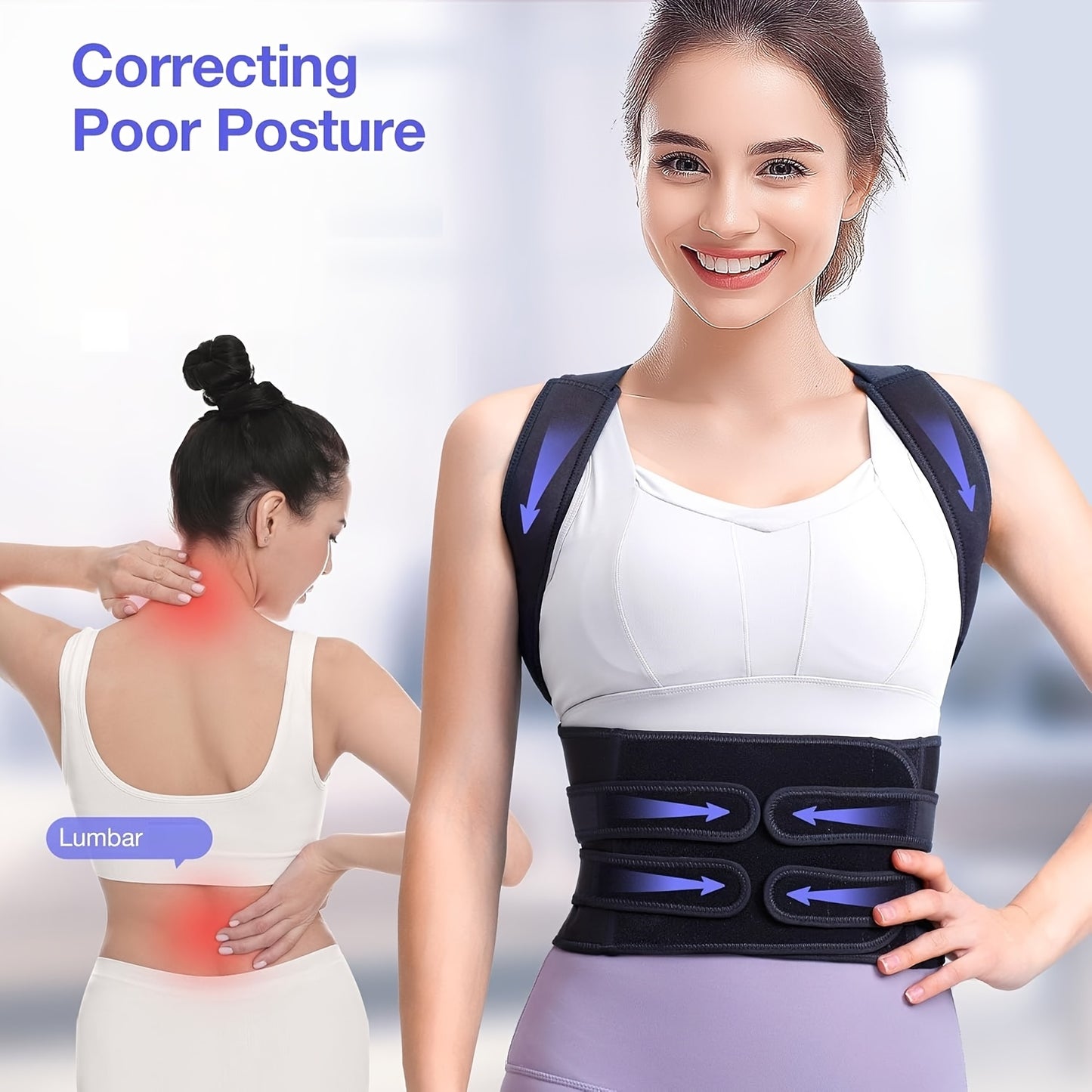 Back Brace Women And Men, Shoulder Training, Adjustable Full Back Support-All10dollars.com