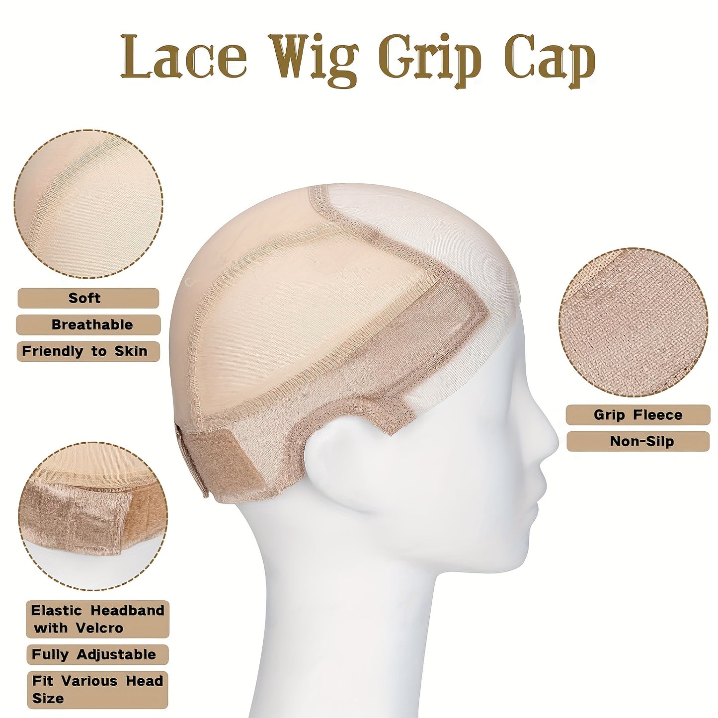 4x5 Lace Wig Cap With Grip Band For Women-wig cap-All10dollars.com
