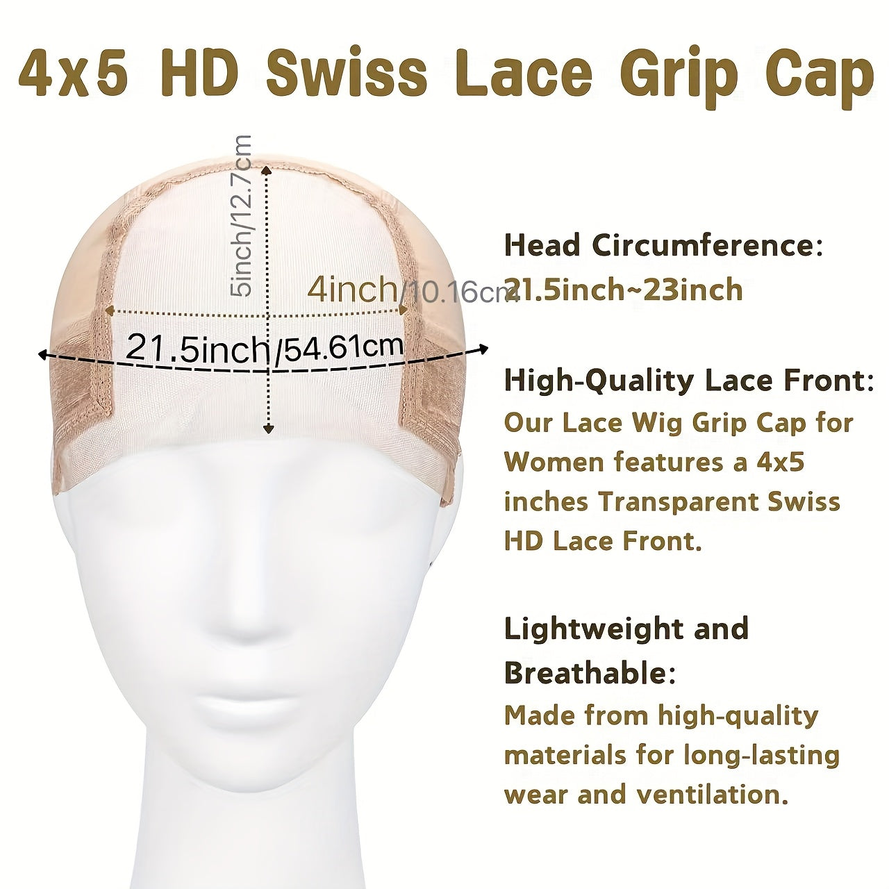 4x5 Lace Wig Cap With Grip Band For Women-wig cap-All10dollars.com