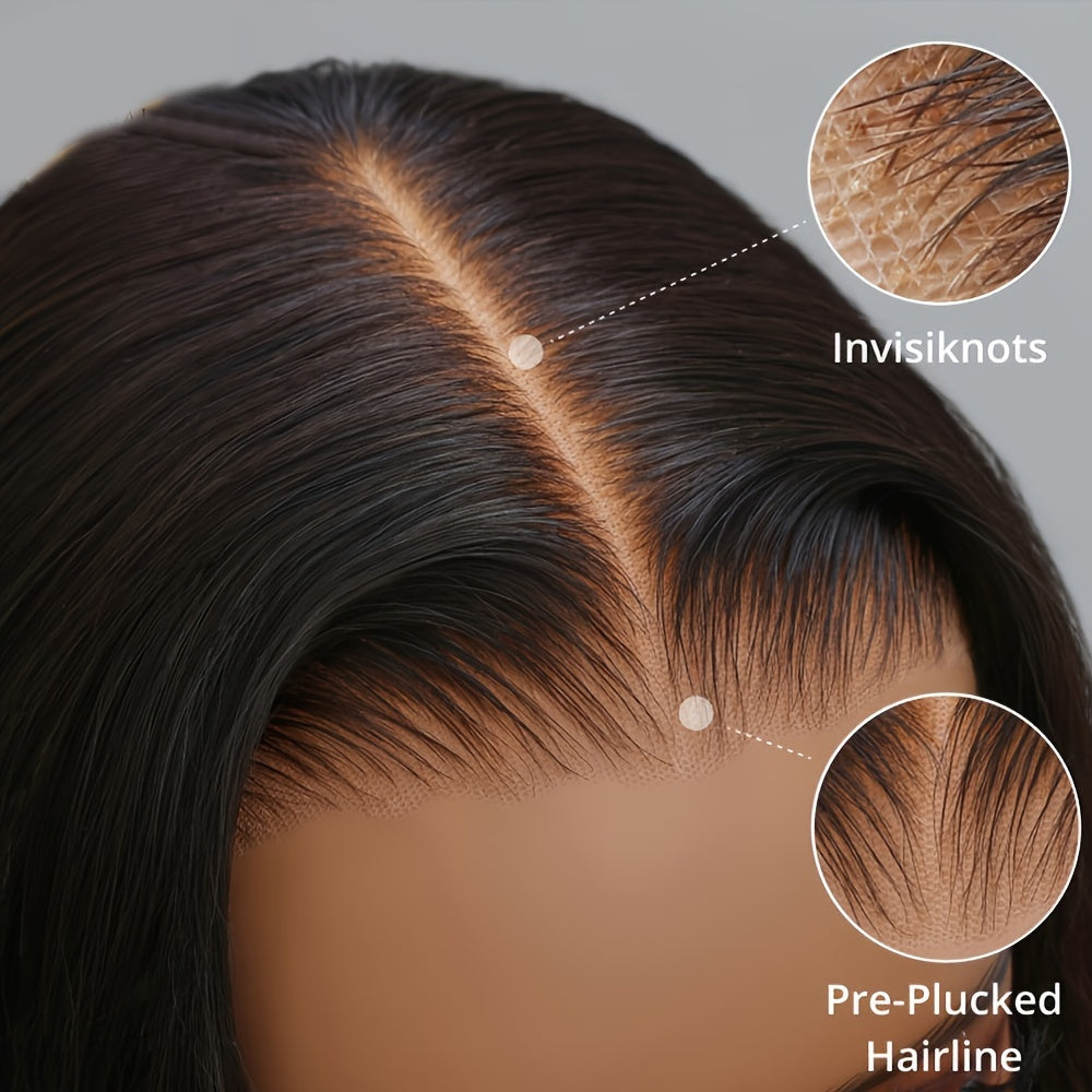 26" Straight Lace Front Wig - 120% Density Natural Black Hair, 13x4 HD Lace Frontal Wig with No Glue Needed, for Women & Men, Everyday & Special Events, Versatile Hairpiece, Sleek Hairstyle, Seamless Blend, Fashion Accessory-All10dollars.com