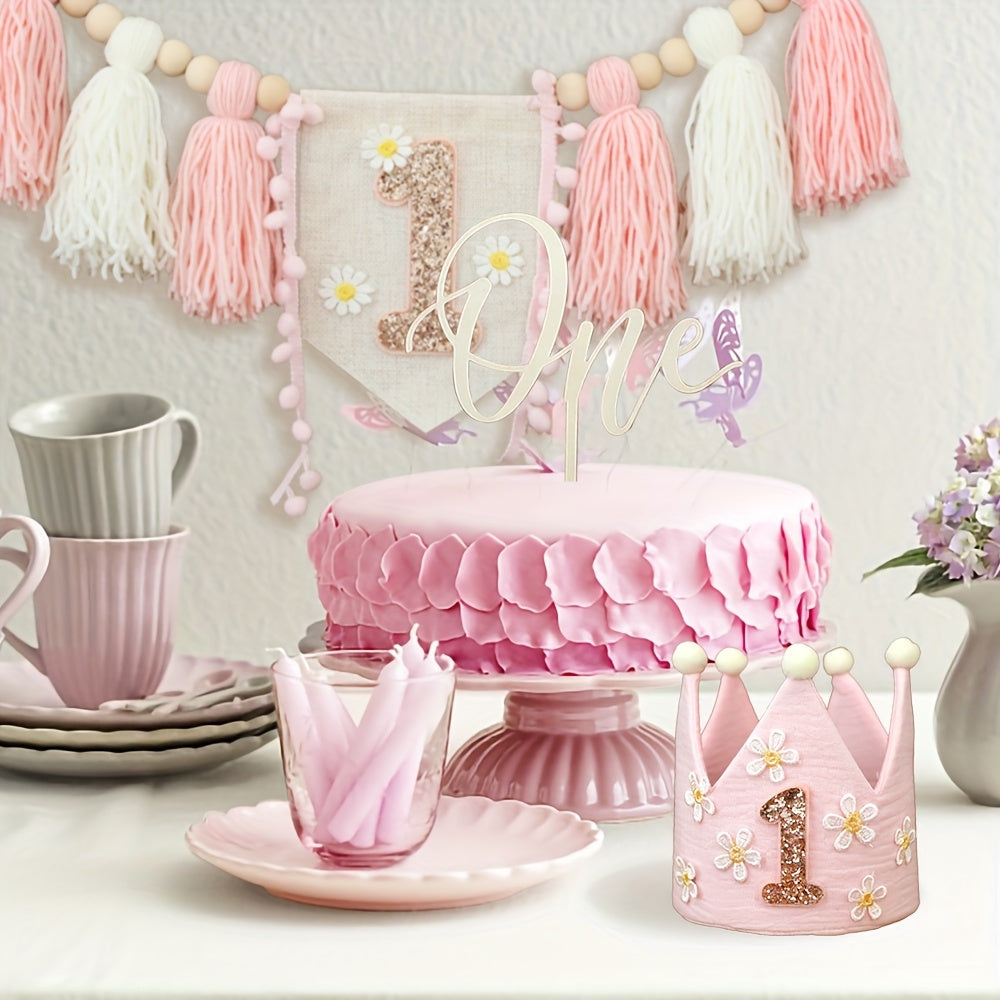 Daisy White Pink Highchair Tassel Garland Banner-All10dollars.com