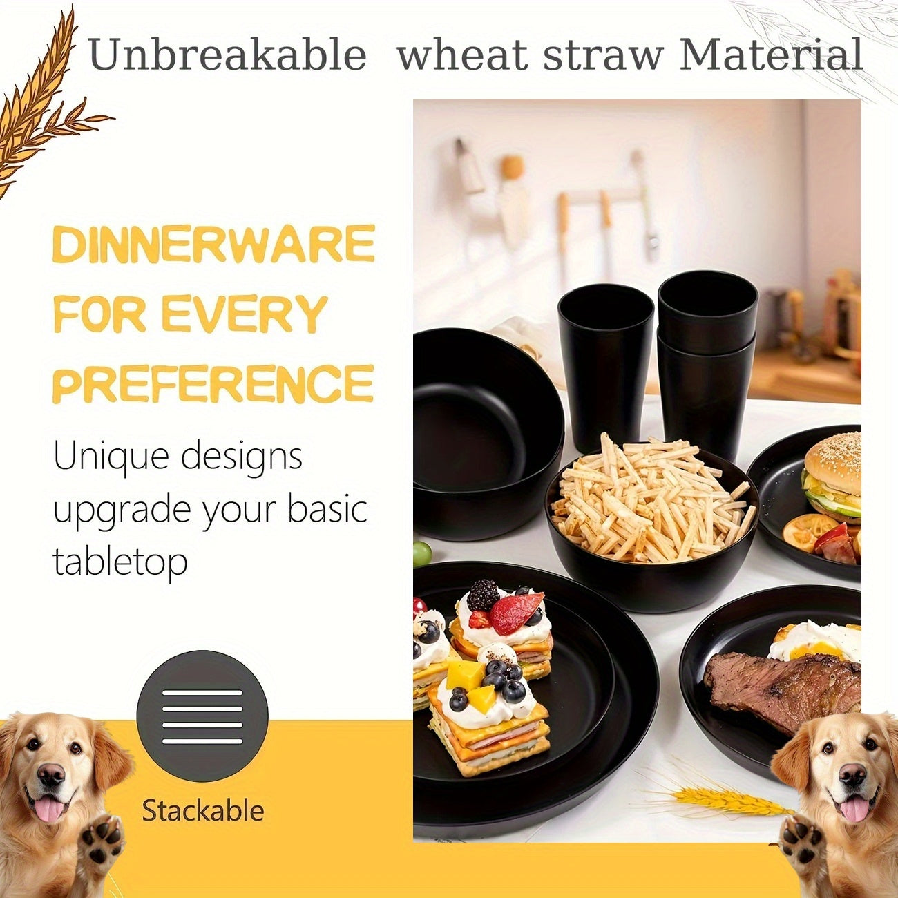 16pcs Wheat Dinnerware Set-Dinnerware Set-All10dollars.com