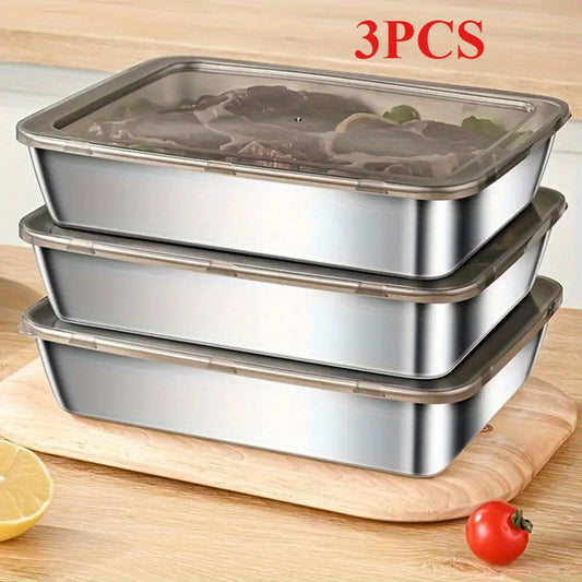 10ft Large Capacity 3-Pack Stainless Steel Food Storage Containers-kitchen organization-All10dollars.com