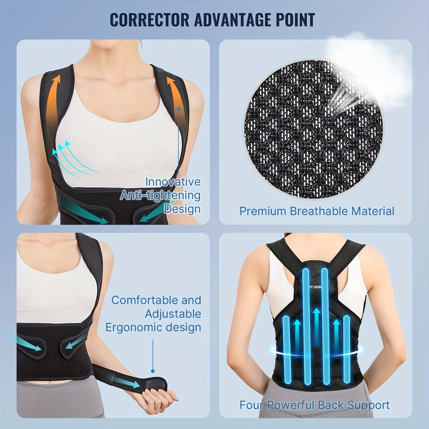 Back Brace Women And Men, Shoulder Training, Adjustable Full Back Support-All10dollars.com