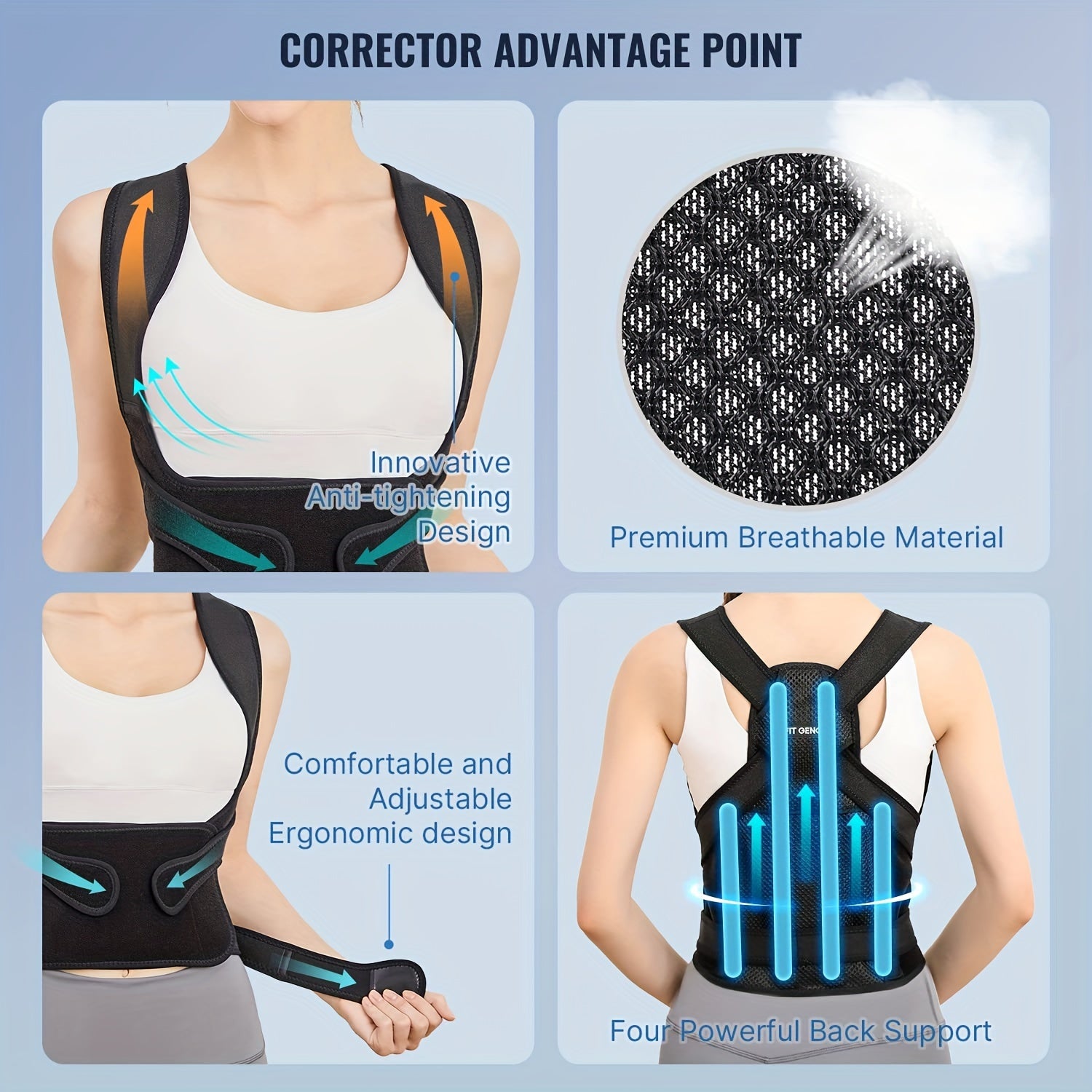 Back Brace Women And Men, Shoulder Training, Adjustable Full Back Support-All10dollars.com