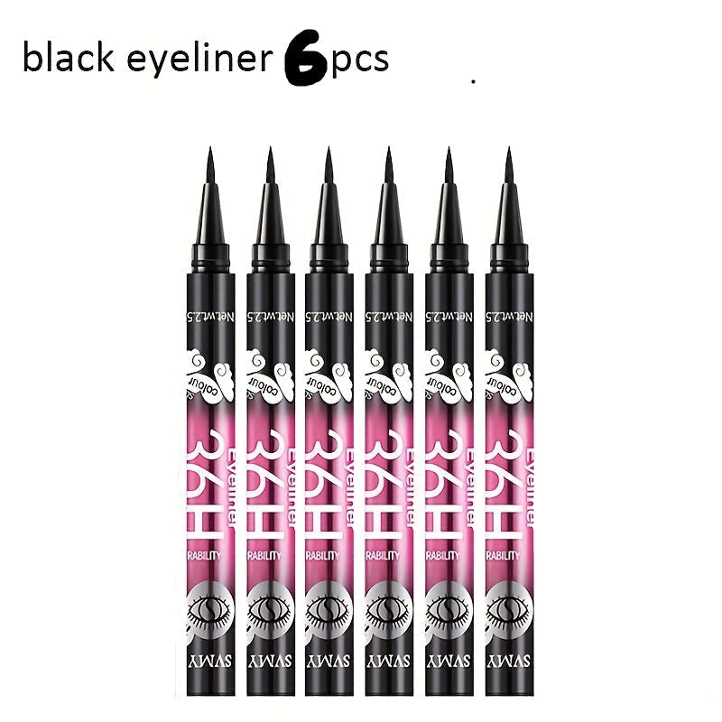36 hours Long-Lasting Eye Makeup 6pcs Black Liquid Eyeliner Pens Smudge-Proof and Waterproof-Eye liner-All10dollars.com