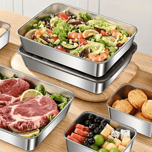 10ft Large Capacity 3-Pack Stainless Steel Food Storage Containers-kitchen organization-All10dollars.com