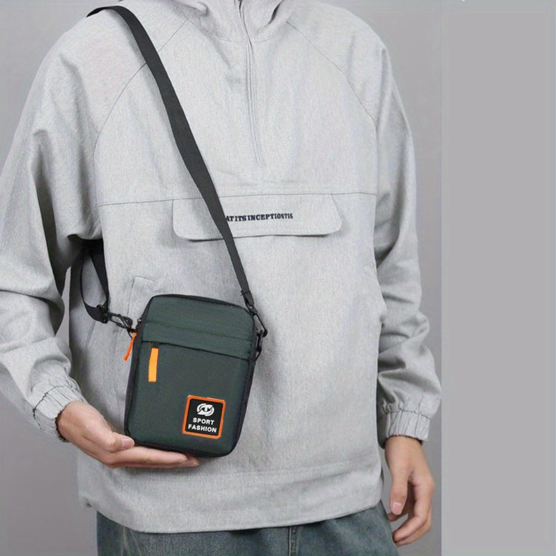 Neutral square bag, simple texture, lightweight Oxford cloth bag, single shoulder bag, Men's business multi-layer zipper crossbody bag [random pull direction]-All10dollars.com