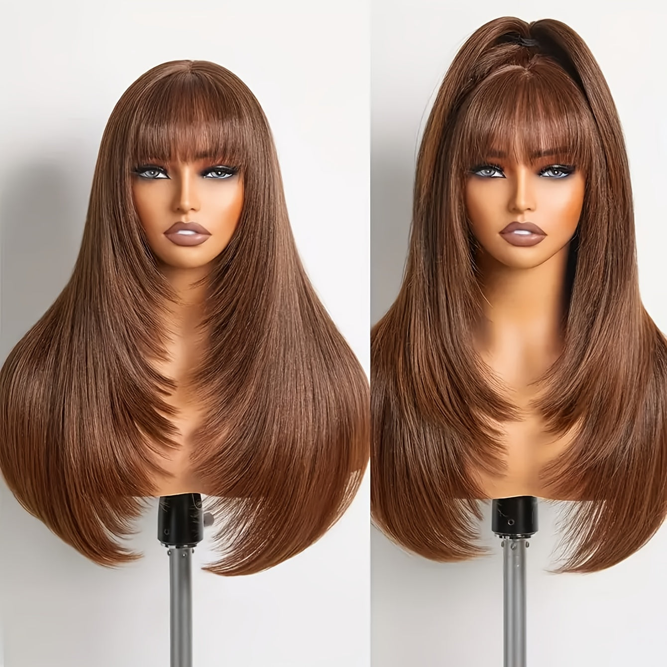 Heat Resistant Glueless Long Straight Wig with Bangs-HLT-3-24inch-All10dollars.com