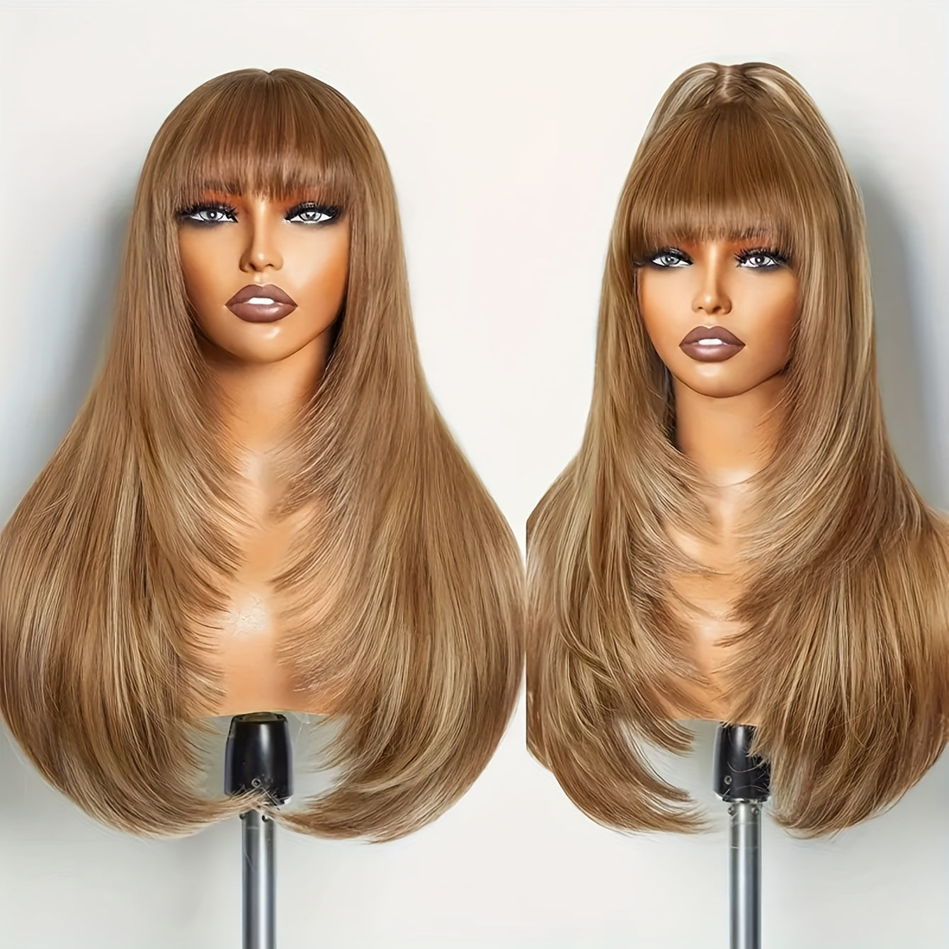 Heat Resistant Glueless Long Straight Wig with Bangs-BLD-4-26inch-All10dollars.com