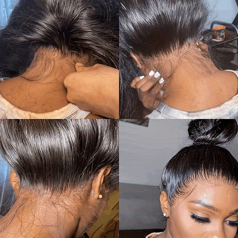 26" Straight Lace Front Wig - 120% Density Natural Black Hair, 13x4 HD Lace Frontal Wig with No Glue Needed, for Women & Men, Everyday & Special Events, Versatile Hairpiece, Sleek Hairstyle, Seamless Blend, Fashion Accessory-All10dollars.com