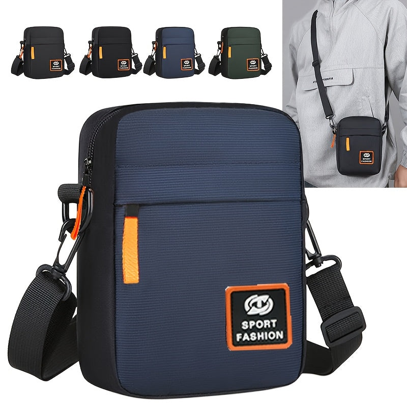 Neutral square bag, simple texture, lightweight Oxford cloth bag, single shoulder bag, Men's business multi-layer zipper crossbody bag [random pull direction]-All10dollars.com