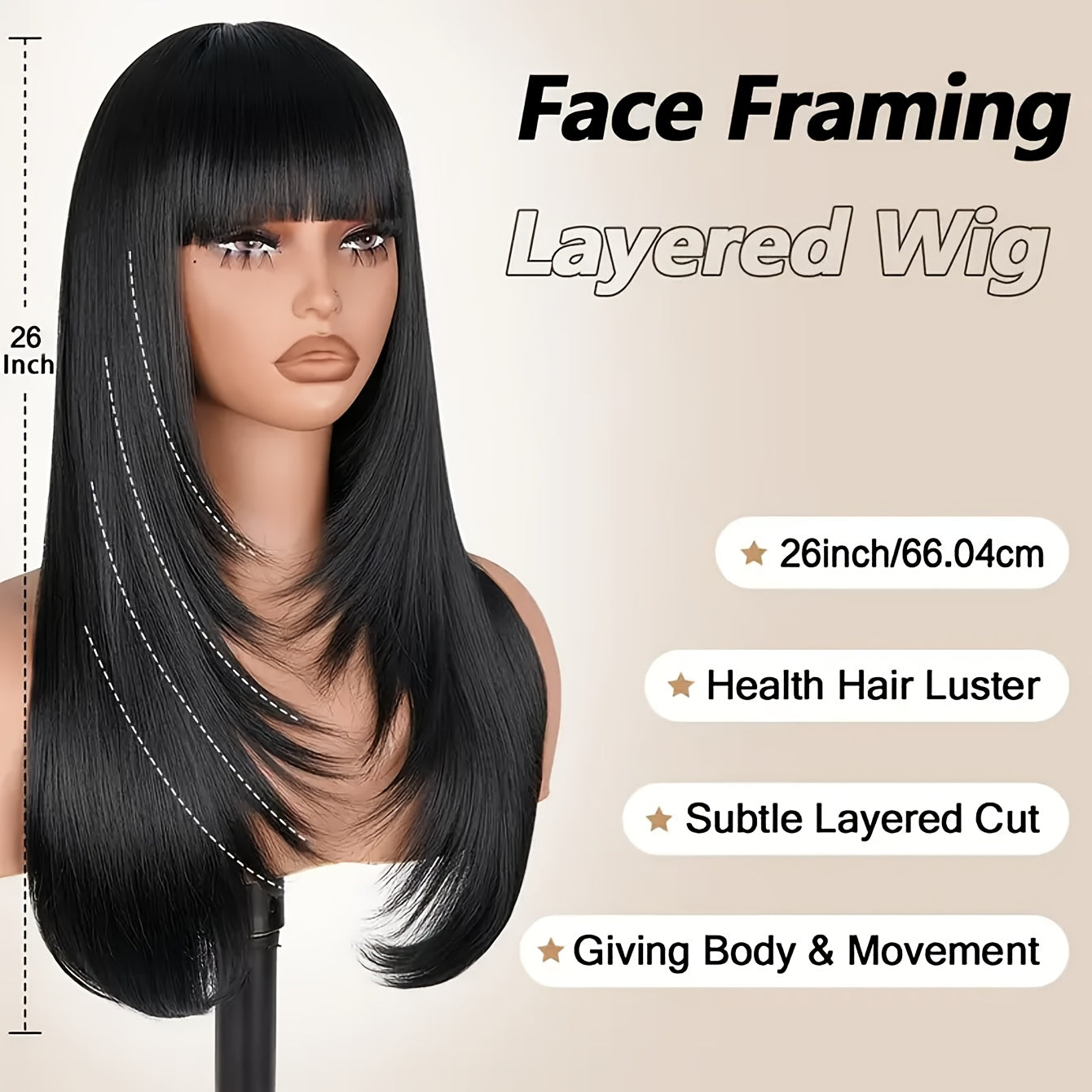 Heat Resistant Glueless Long Straight Wig with Bangs-All10dollars.com