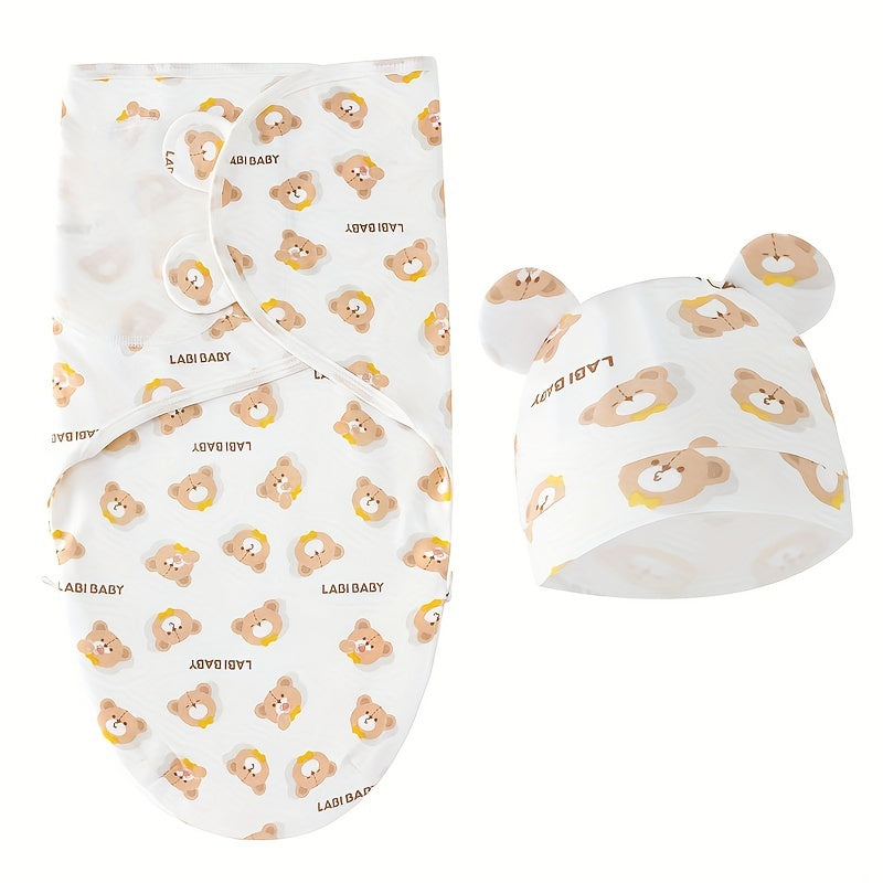 Newborn Swaddle Blankets And Hats Baby Infant Wraps.-BABY-Little Bear-All10dollars.com