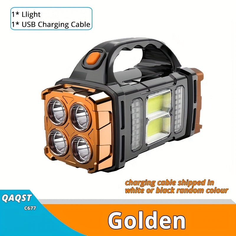 Solar & USB Rechargeable LED Lantern Tactical Flashlight-Lights-Golden-All10dollars.com