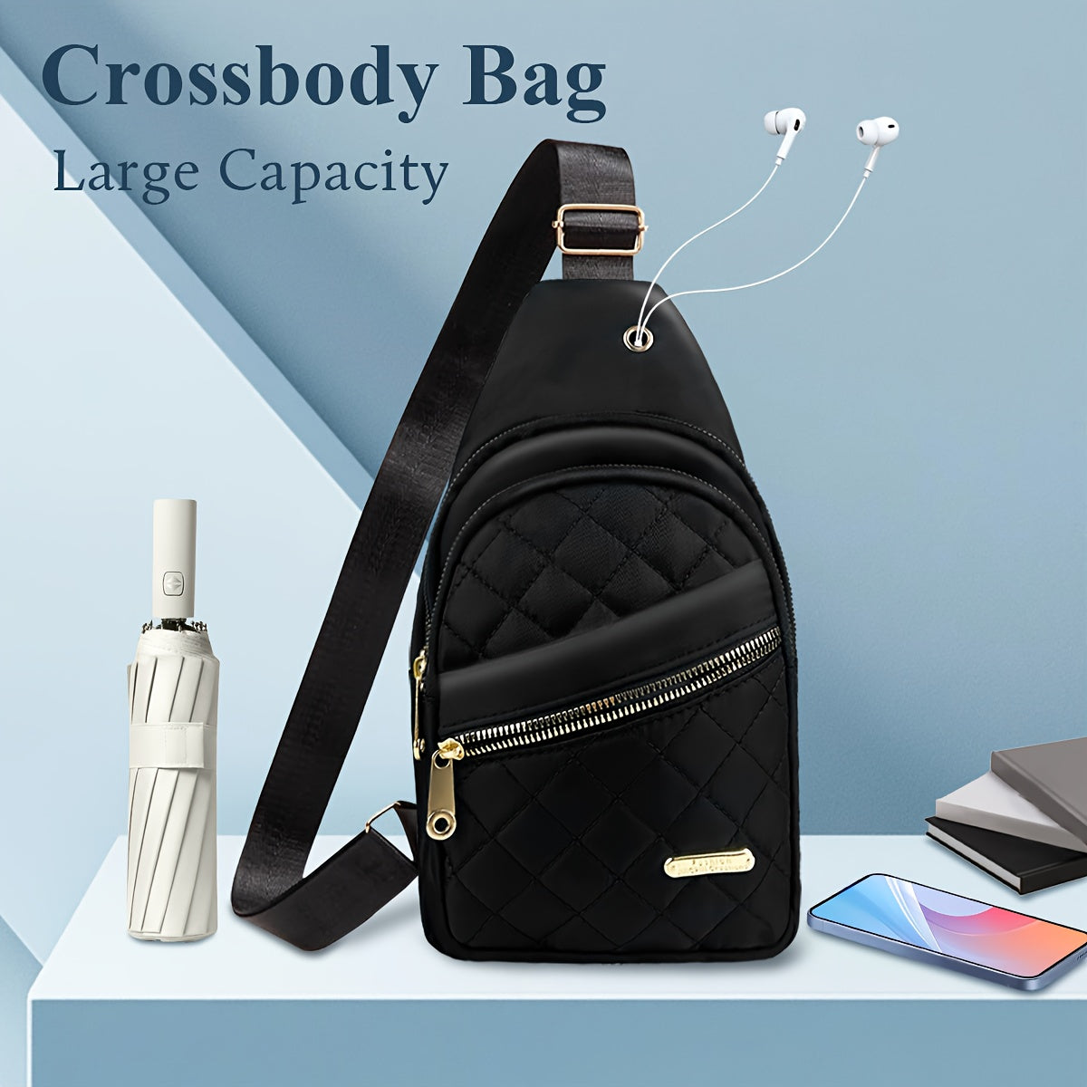 Lenyx Quilted Sling Backpack Crossbody Bag-bags-Black-new-1pc-All10dollars.com