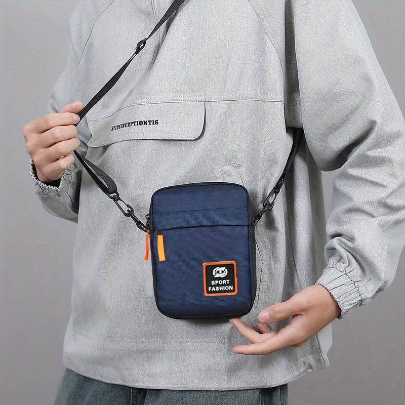 Neutral square bag, simple texture, lightweight Oxford cloth bag, single shoulder bag, Men's business multi-layer zipper crossbody bag [random pull direction]-All10dollars.com