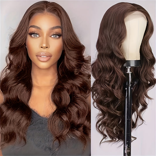 Long Curly Synthetic Wig With Middle Parting Big Waves-Wig-26inch-Dark Brown-All10dollars.com