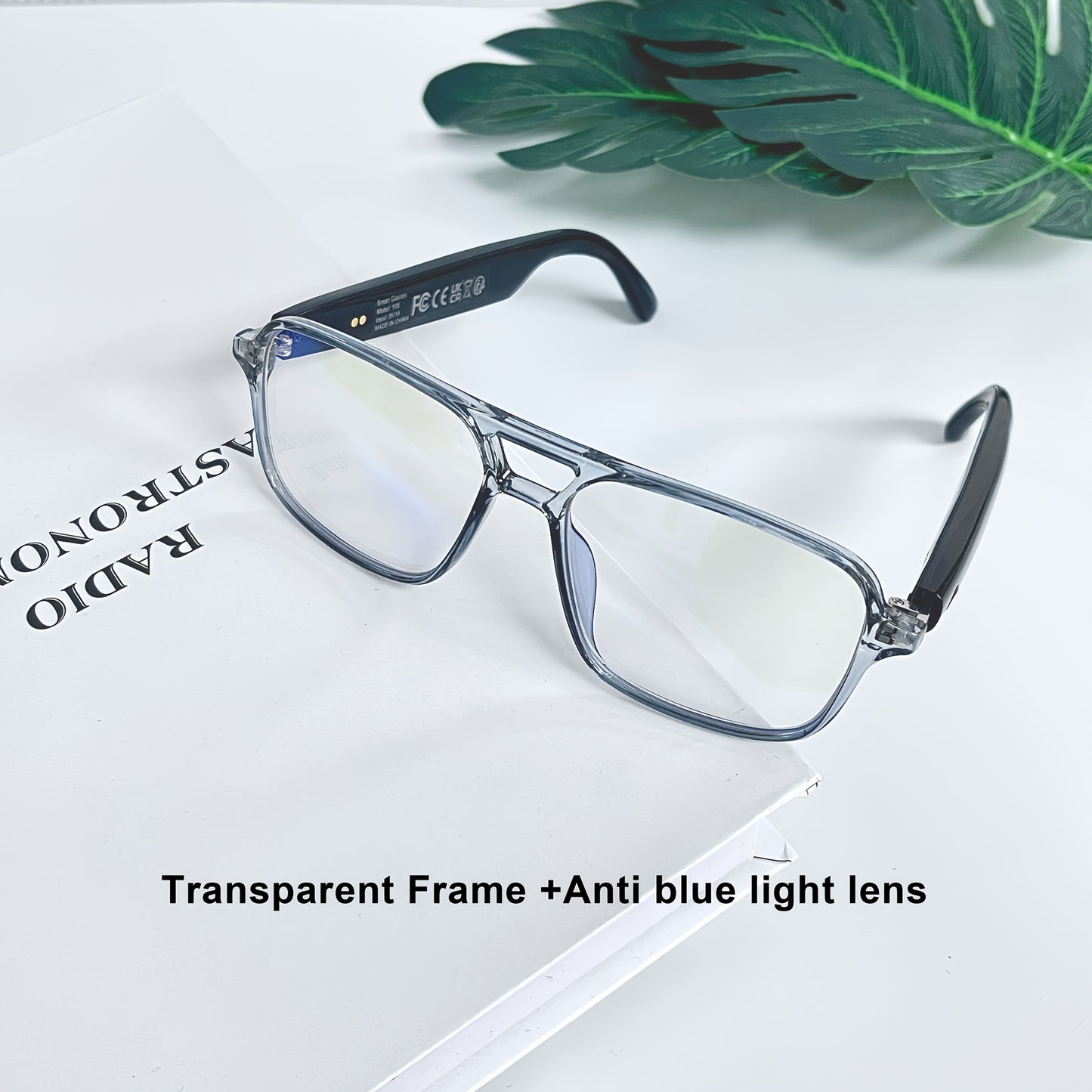 Rechargeable Wireless Smart Black Glasses With Built-in Headphones-SMART GLASSES-Transparent Frame-All10dollars.com
