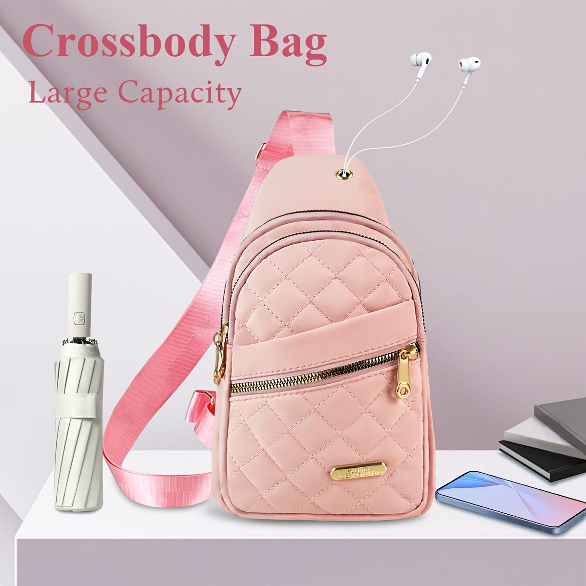 Lenyx Quilted Sling Backpack Crossbody Bag-bags-pink-new-1pc-All10dollars.com