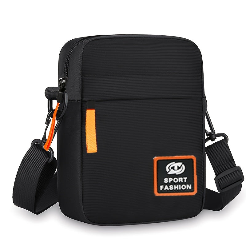Neutral square bag, simple texture, lightweight Oxford cloth bag, single shoulder bag, Men's business multi-layer zipper crossbody bag [random pull direction]-BJ8040 Black-All10dollars.com