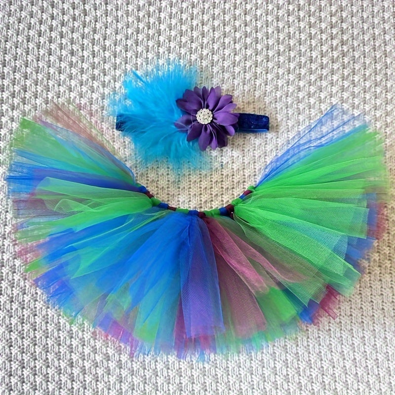 Ballet Tutu & Headband Set - Blue & Purple Tulle Birthday Gifts Frilly Tutu Skirt-BABY tutu-All10dollars.com