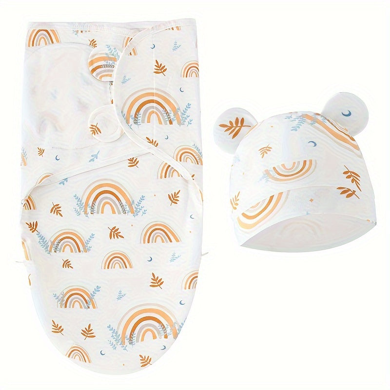 Newborn Swaddle Blankets And Hats Baby Infant Wraps.-BABY-Rainbow-All10dollars.com