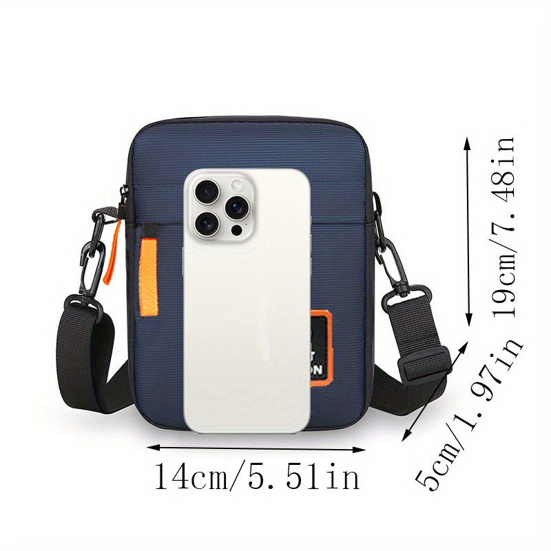 Neutral square bag, simple texture, lightweight Oxford cloth bag, single shoulder bag, Men's business multi-layer zipper crossbody bag [random pull direction]-All10dollars.com