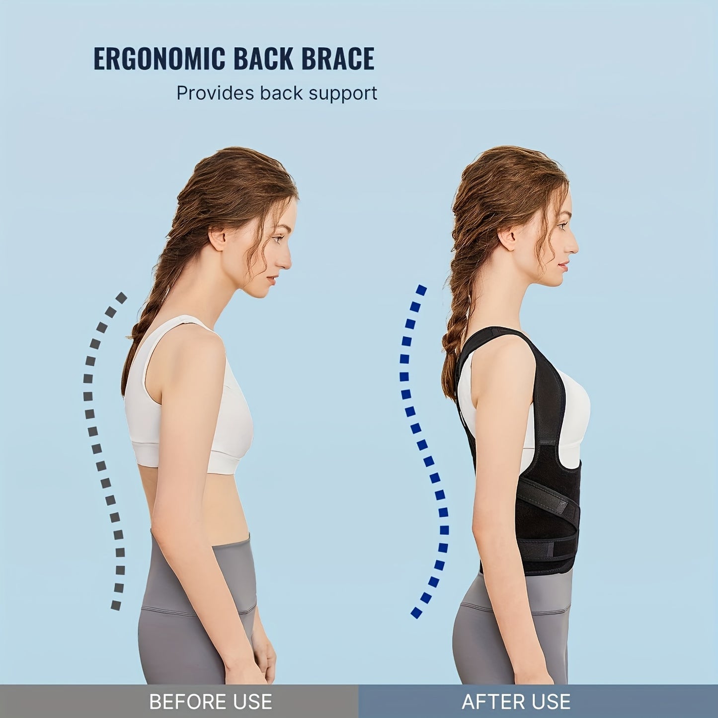 Back Brace Women And Men, Shoulder Training, Adjustable Full Back Support-All10dollars.com