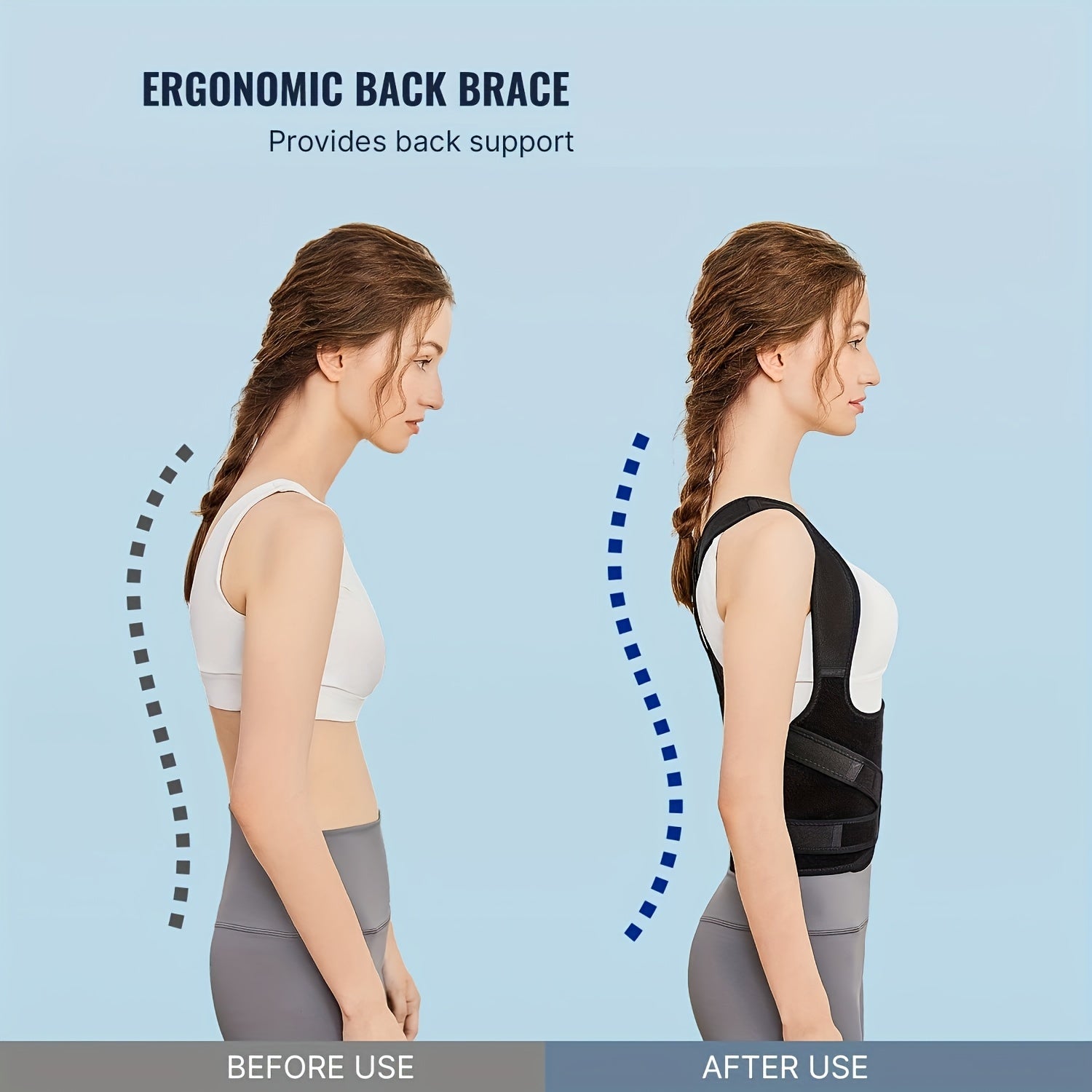 Back Brace Women And Men, Shoulder Training, Adjustable Full Back Support-All10dollars.com