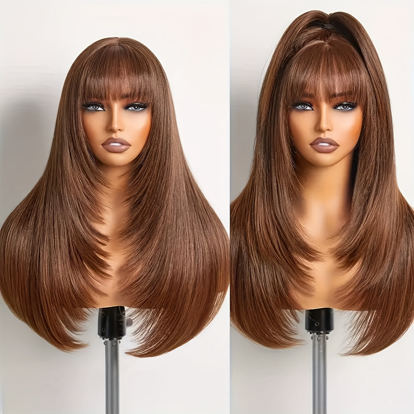 Heat Resistant Glueless Long Straight Wig with Bangs-HLT-3-26inch-All10dollars.com
