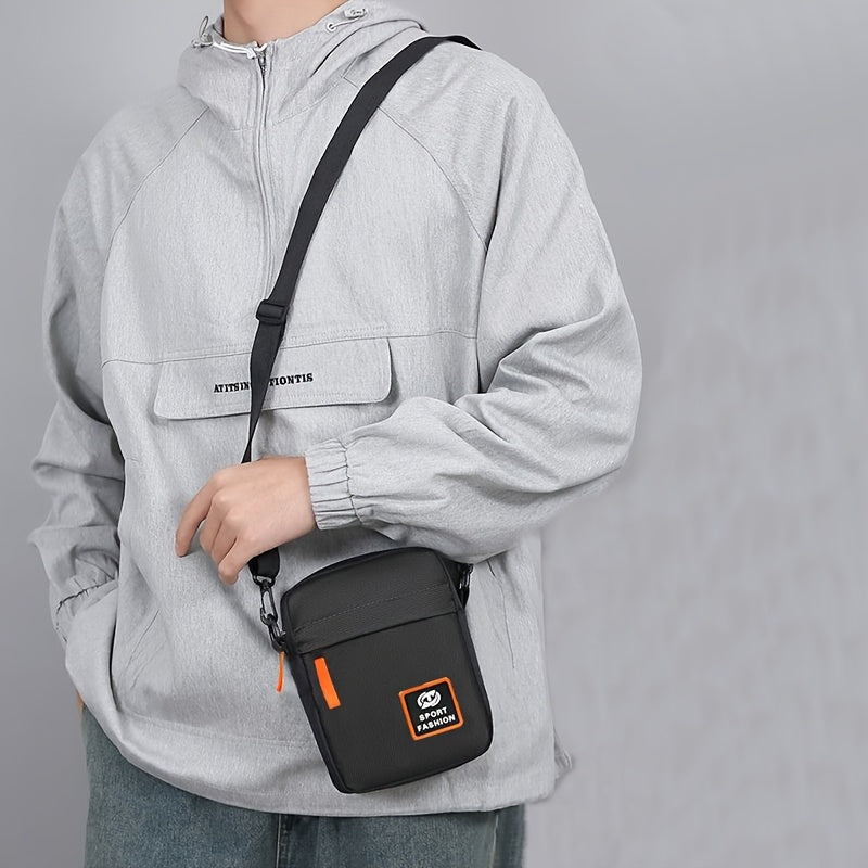 Neutral square bag, simple texture, lightweight Oxford cloth bag, single shoulder bag, Men's business multi-layer zipper crossbody bag [random pull direction]-All10dollars.com