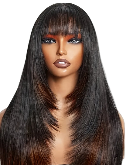 Heat Resistant Glueless Long Straight Wig with Bangs-MBN-2-26inch-All10dollars.com